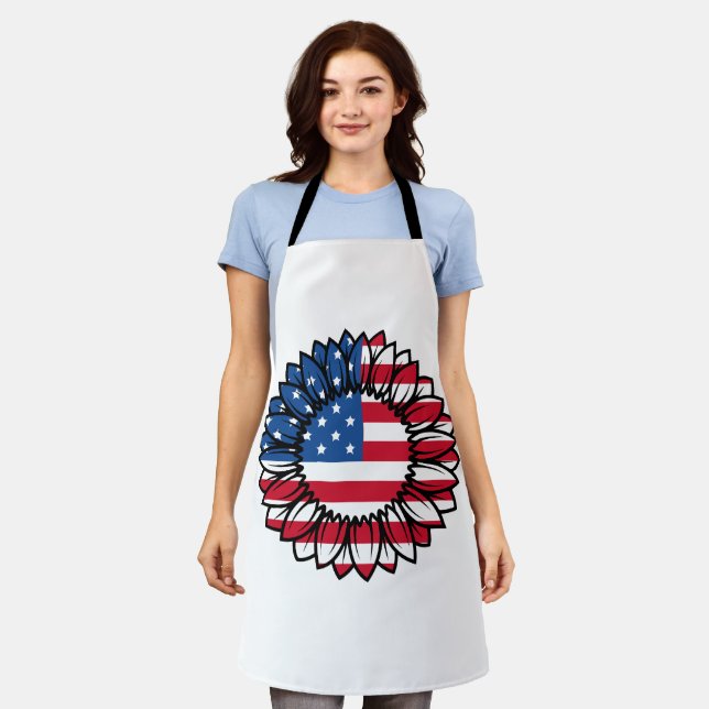 American Flag Sunflower-32222 Apron (Worn)