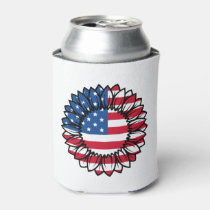 American Flag Sunflower-32222 Can Cooler