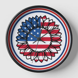 American Flag Sunflower-32222 Clock