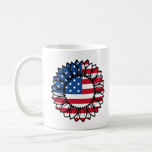 American Flag Sunflower-32222 Coffee Mug (Left)