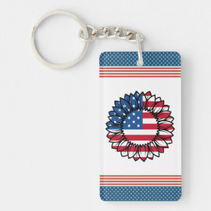 American Flag Sunflower-32222 Key Ring