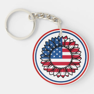 American Flag Sunflower-32222 Key Ring