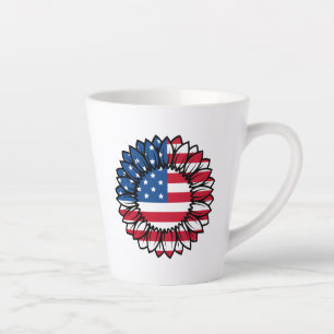 American Flag Sunflower-32222 Latte Mug