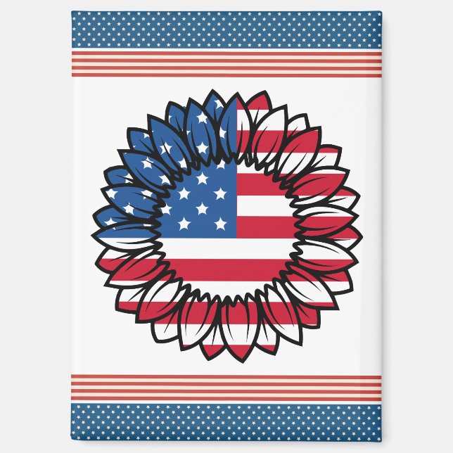 American Flag Sunflower-32222 Magnet (Front)