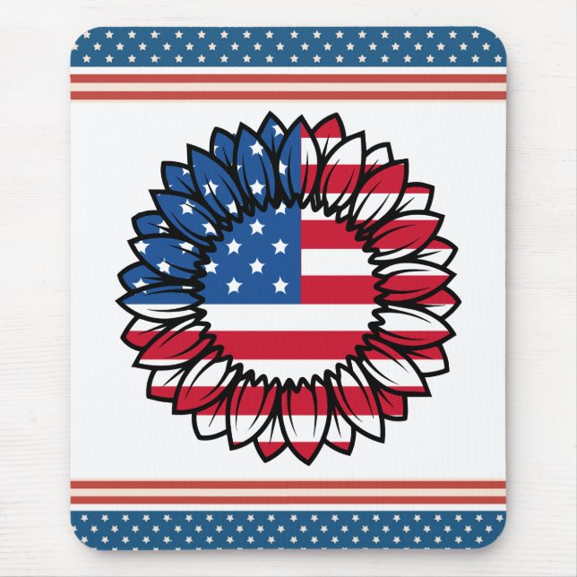 American Flag Sunflower-32222 Mouse Mat (Front)