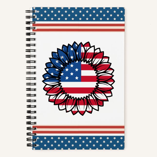 American Flag Sunflower-32222 Notebook (Front)