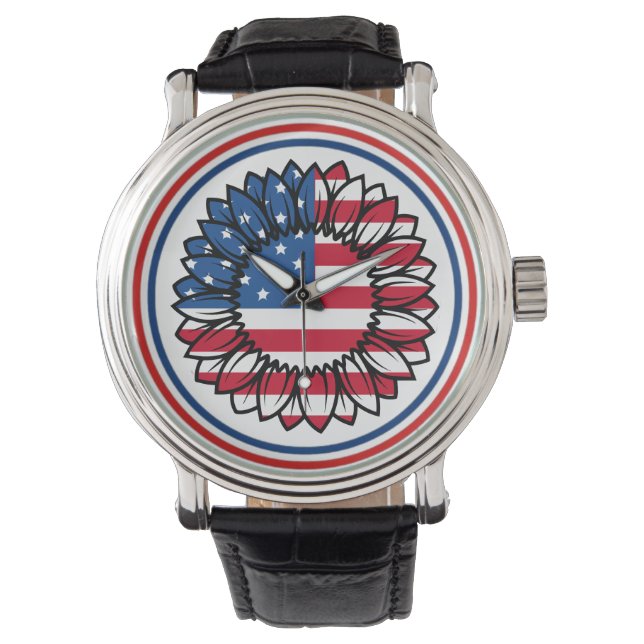 American Flag Sunflower-32222 Watch (Front)