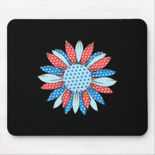 American Flag Sunflower 4th Of July Women Patrioti Mouse Mat