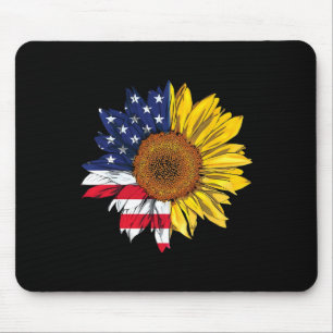 American Flag Sunflower Independence 4th Of July P Mouse Mat