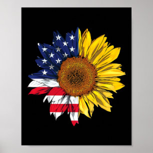 American Flag Sunflower Independence 4th Of July P Poster