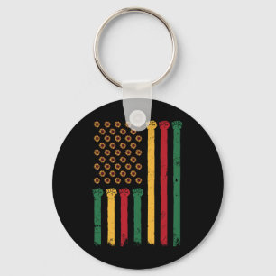 American Flag Sunflower Juneteenth Blm Black Histo Key Ring