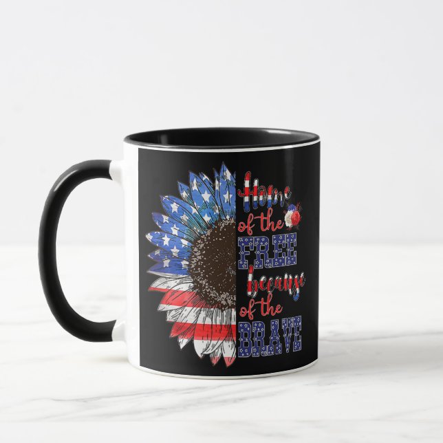 American Flag Sunflower Patriotic 4th July Mug (Left)