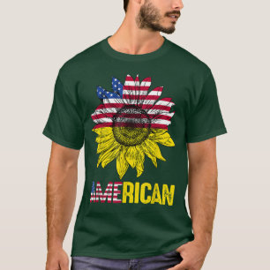 American Flag Sunflower Vintage American Lover T-S T-Shirt