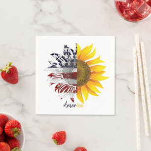 American flag sunflwoer napkin