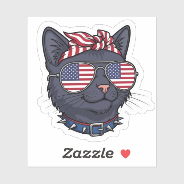 American Flag Sunglasses Cat – Cool Patriotic (Sheet)