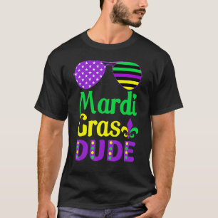 American Flag Sunglasses Mardi Gras Dude T-Shirt