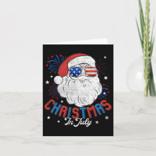 American Flag Sungles Christmas In July Santa Beac Card