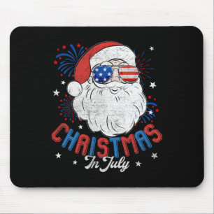American Flag Sungles Christmas In July Santa Beac Mouse Mat