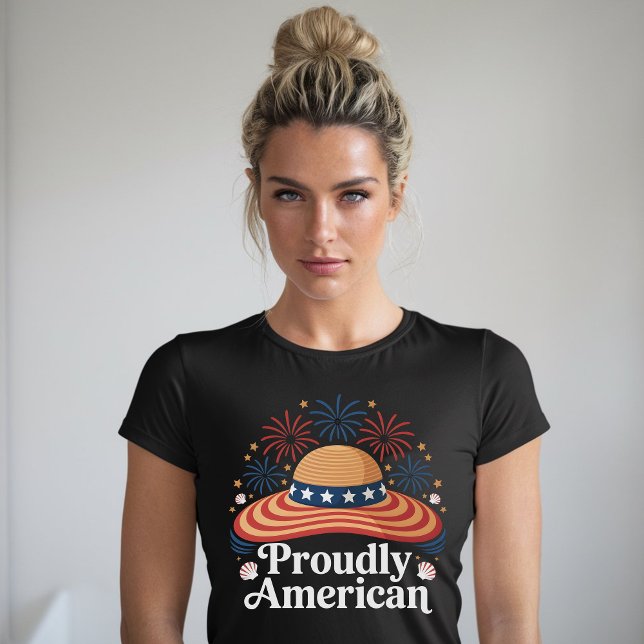 American Flag Sunhat - Proudly American T-Shirt (Creator Uploaded)