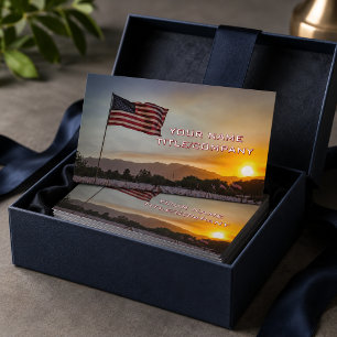 American Flag Sunset Company Name Business Card