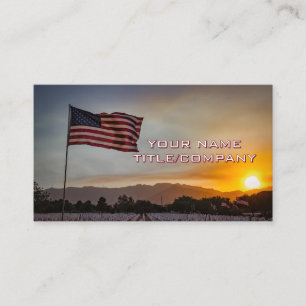 American Flag Sunset Company Name  Business Card