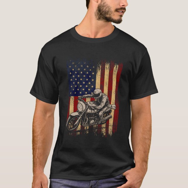 American Flag Super Bike Moto Gp 4Th Of July Dirt  T-Shirt (Front)