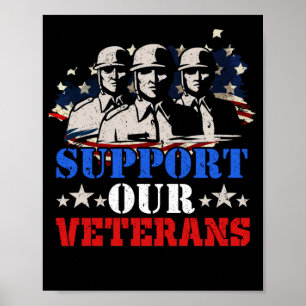 American Flag Support our Veterans Poster
