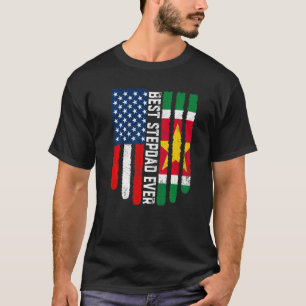 American Flag & Suriname Flag Best Stepdad Ever Fa T-Shirt