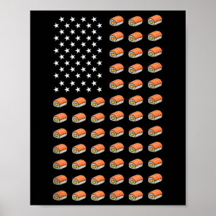 American Flag Sushi Food Usa Patriotism Patriot Lo Poster