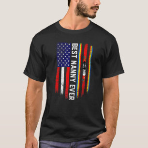 American Flag & Swaziland Flag Best Nanny Ever Fam T-Shirt