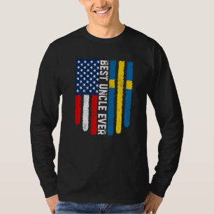 American Flag & Sweden Flag Best Uncle Ever Family T-Shirt