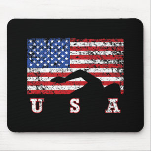 American Flag Swimming USA Gift Swim Team Premium Mouse Mat