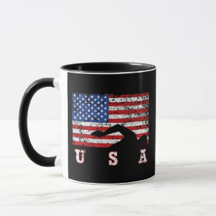 American Flag Swimming USA Gift Swim Team Premium Mug