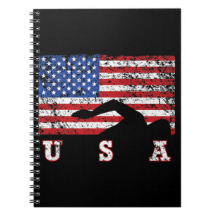 American Flag Swimming USA Gift Swim Team Premium Notebook