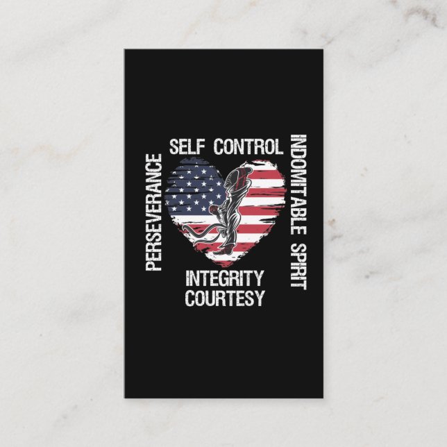 American Flag Taekwondo Self Defense Fighter Business Card (Front)