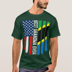 American Flag & Tanzania Flag Best Grandma Ever Fa T-Shirt
