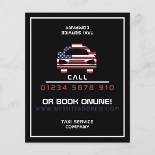 American Flag Taxi Cab Logo with Price List Flyer