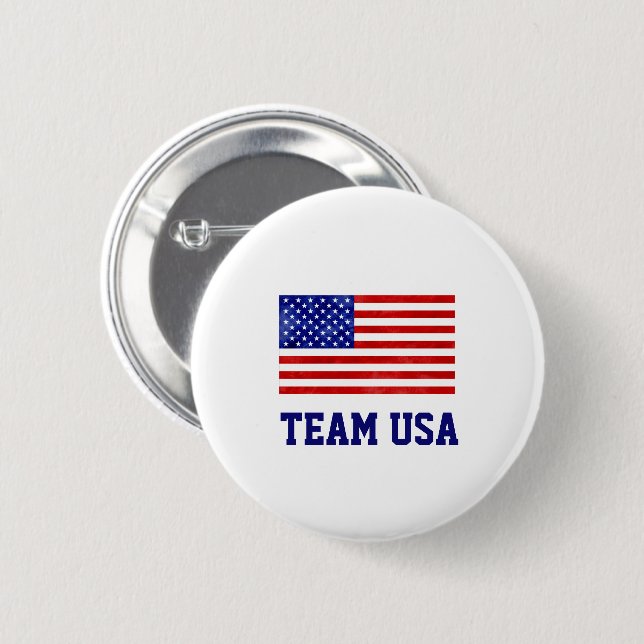 American Flag TEAM USA Olympics Red White Blue 6 Cm Round Badge (Front & Back)