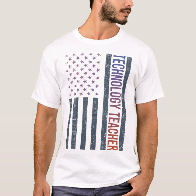 American Flag - Technology Teacher T-Shirt (Front)