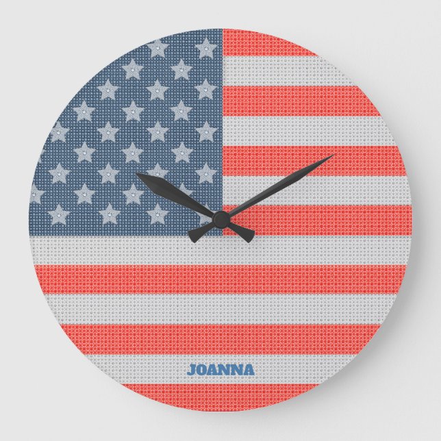 American Flag Texture Large Clock (Front)