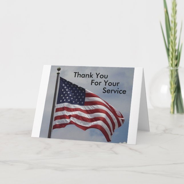 American Flag, Thank You, For Your, Service Thank You Card (Front)