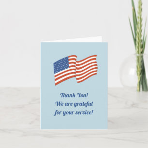 American Flag Thank You for your service Veteran's Note Card
