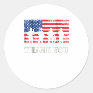 American Flag   Thank You Veterans Classic Round Sticker