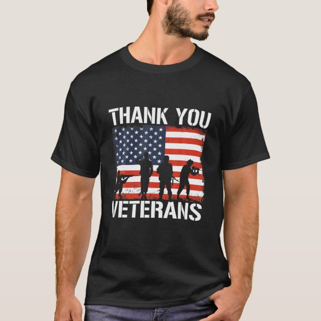 American Flag Thank You Veterans Day Gift For Men T-Shirt (Front)