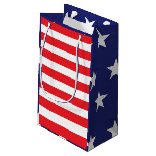 American Flag Theme Gift Bag Red White and Blue