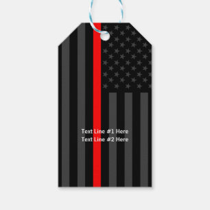American Flag Thin Red Line Personalised on a Gift Tags