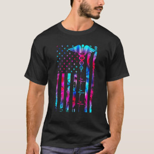 American Flag Tie Dye Cna American Nurse Day Nurs T-Shirt
