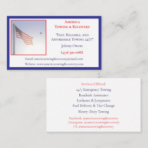 American Flag Tow Truck Service Driver Wrecker  Business Card