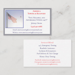 American Flag Tow Truck Service Driver Wrecker  Business Card