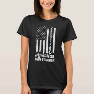 American Flag Tow Trucker T-Shirt